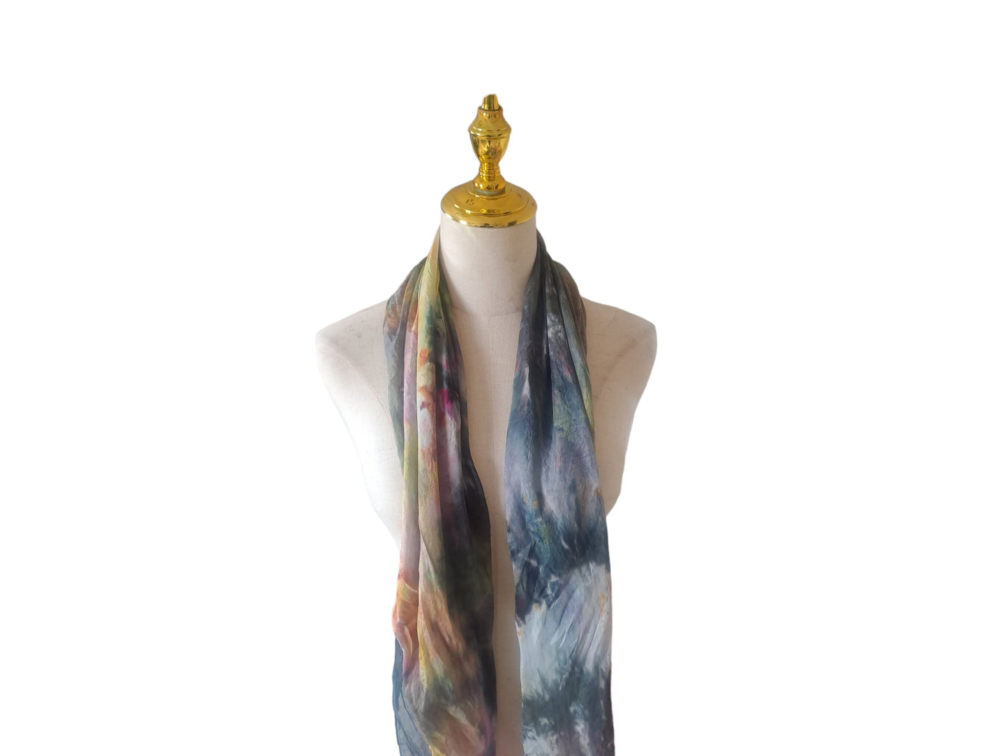 Handmade Rose Gold Ice-Dyed Silk Scarf: Luxurious Summer Shawl