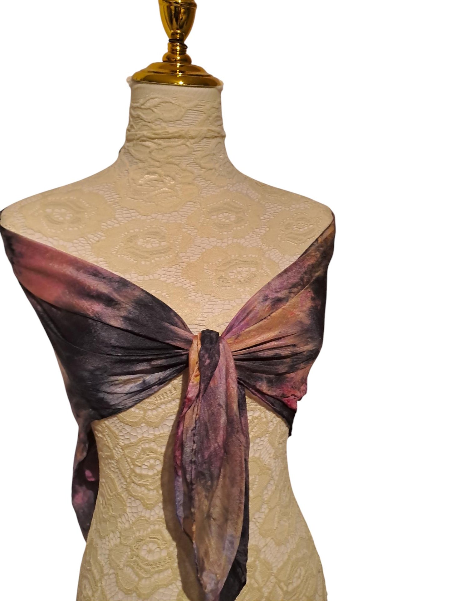 Handmade Silk Scarf: Black & Rose Pink Icy-Dye Wrap