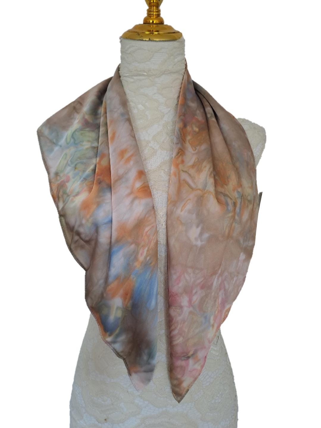 Hand-Painted Silk Scarf: Earthy Watercolor Wearable Art
