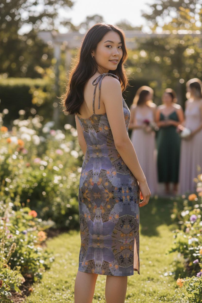 Bohemian Floral Print Bodycon Dress – Elegant Sleeveless Midi Dress with Adjustable Straps
