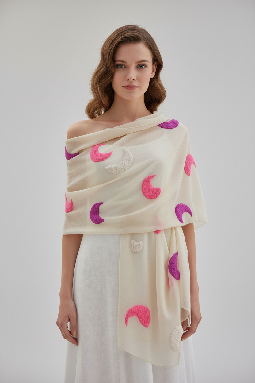 Crescent Moon Scarf Lightweight Spring Accessory Gift for Her