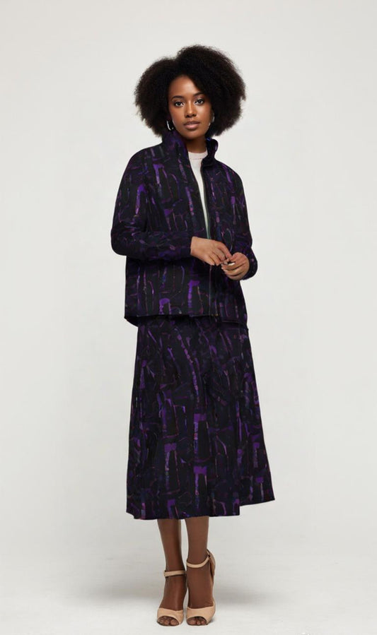 Abstract Print Womens Puffer Jacket: Stylish Polyester Outerwear