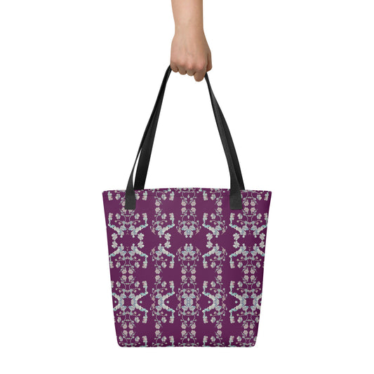 Floral Purple Tote Bag, Lightweight Polyester