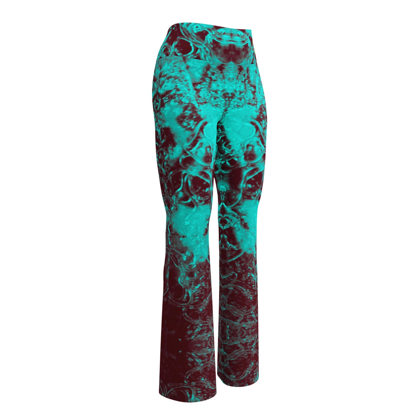 High-Waisted Flare Leggings: Recycled Polyester Stretchy Yoga Pants