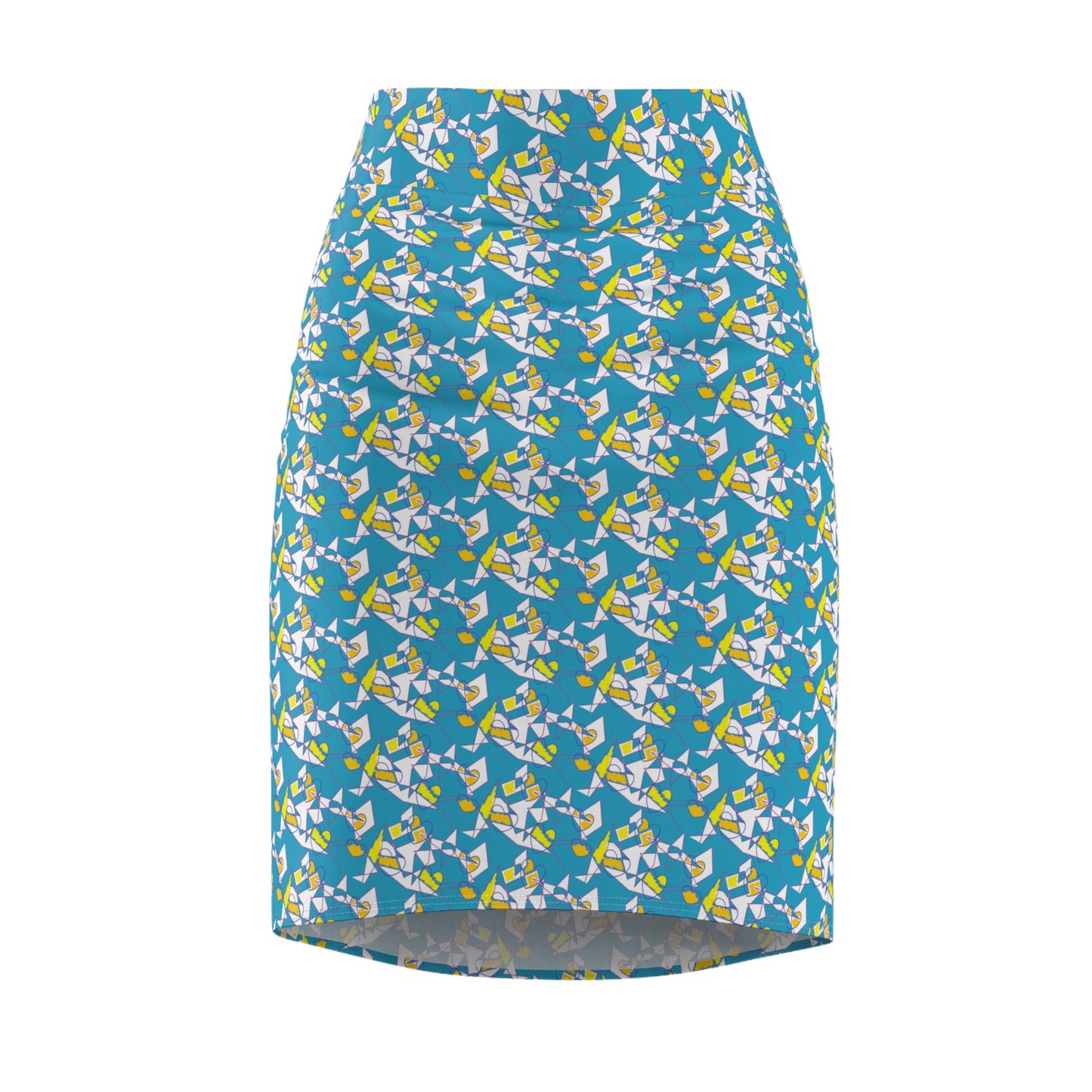 Floral Pencil Skirt: Vibrant Polyester Spandex Blend, Midi Skirt