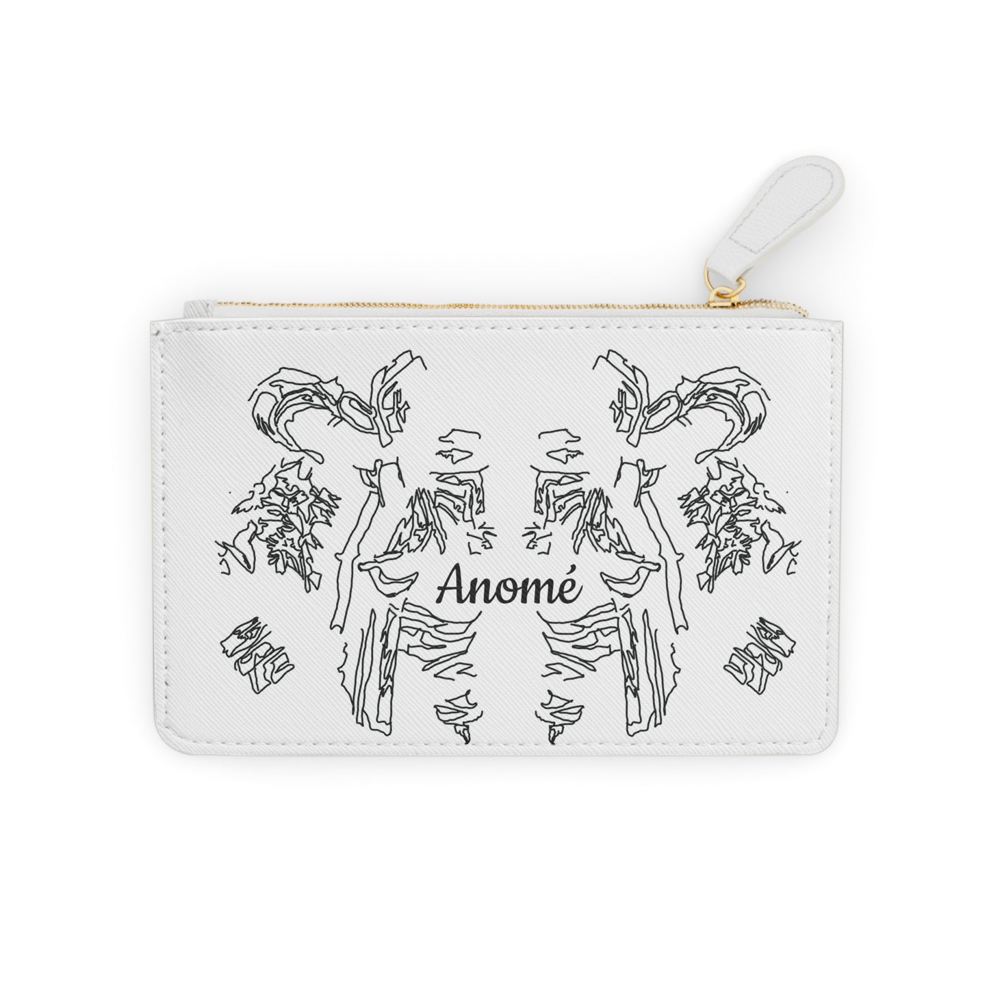Mini Clutch Bag — Minimalist Black Ink Rorschach Design with "Anomé" Text