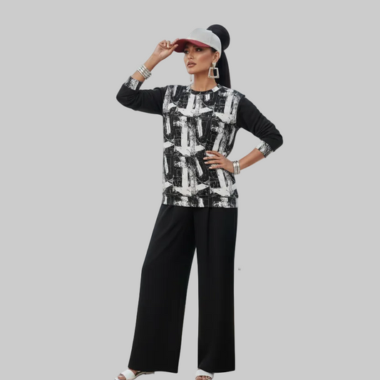 Bold-Line Casual Sweatshirt — Small Cuff Detail