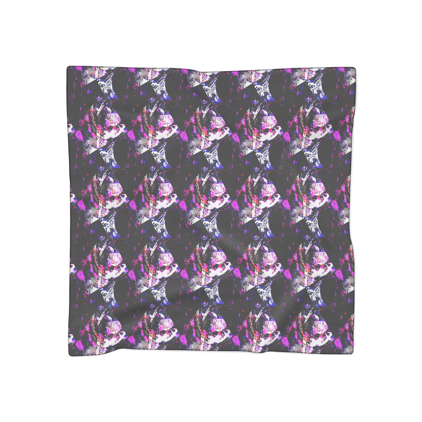 Silky Floral Skull Scarf — Dark Purple Rose Pattern