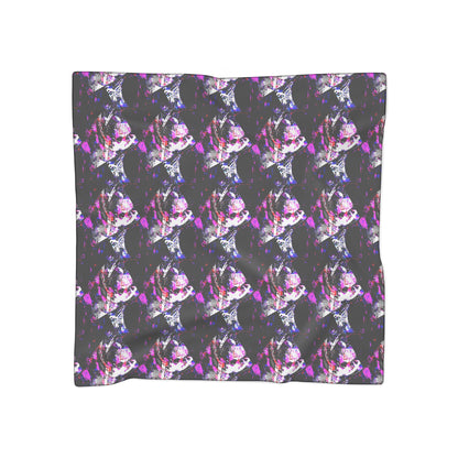 Silky Floral Skull Scarf — Dark Purple Rose Pattern