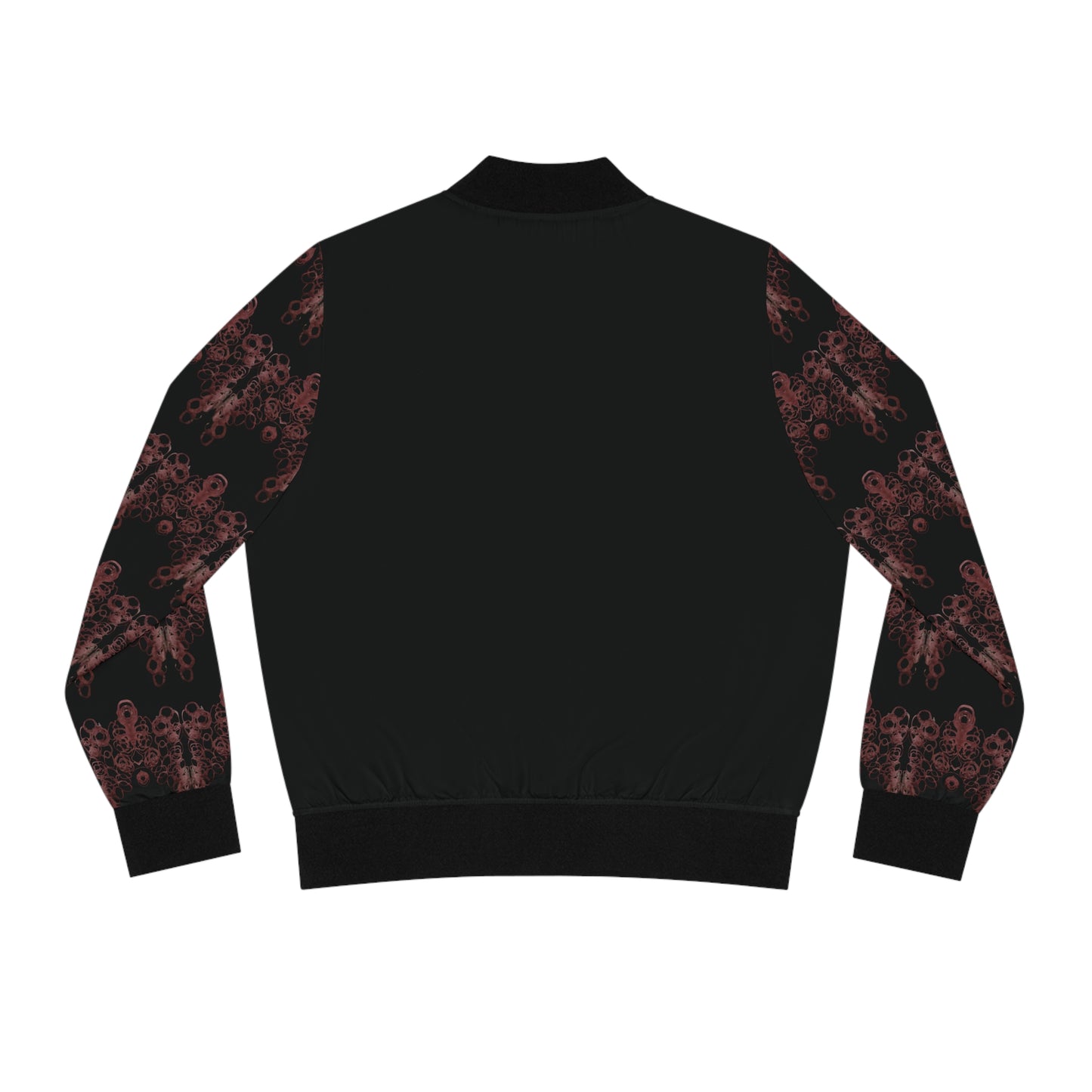 Bomber Jacket- black bomber jacket with printed detailed sleeves