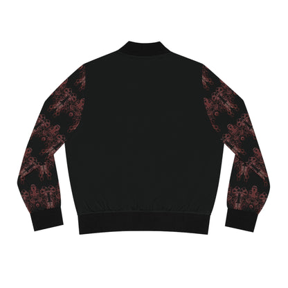 Bomber Jacket- black bomber jacket with printed detailed sleeves