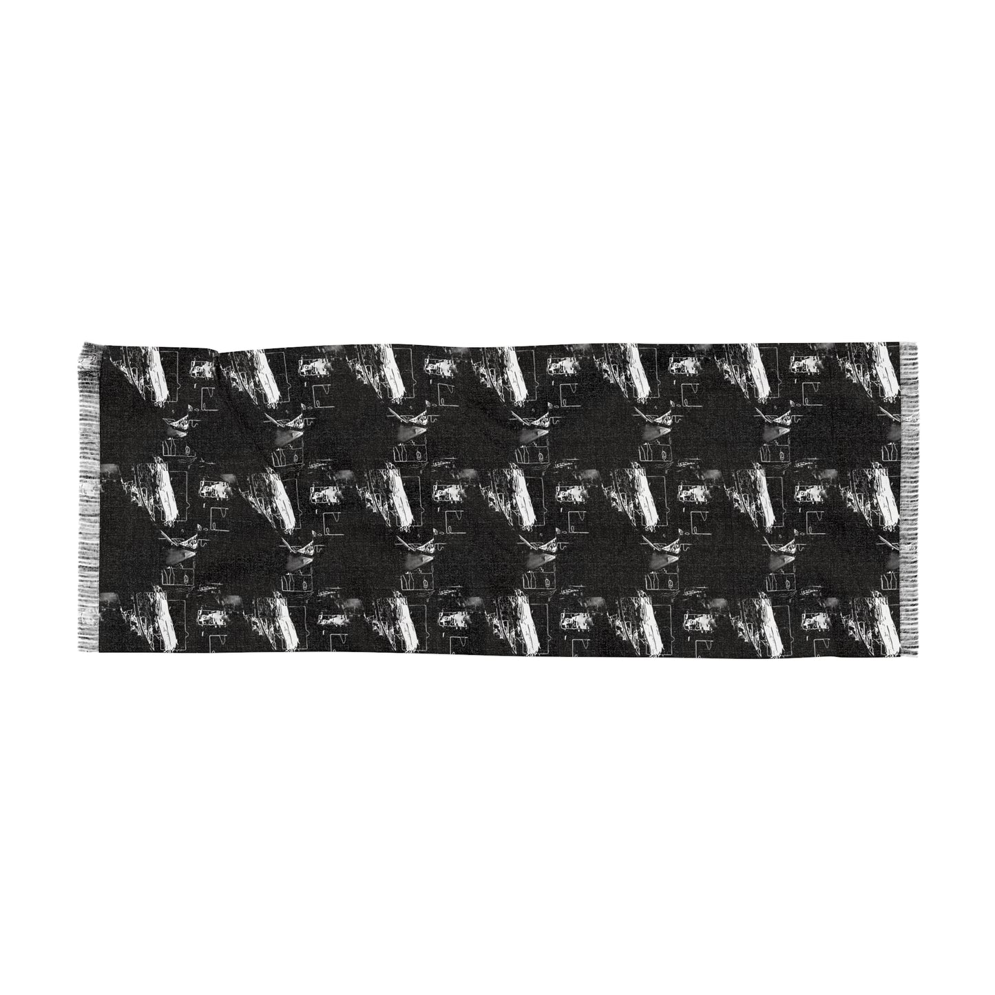 Light Scarf — Black & White Abstract Patterned Scarf