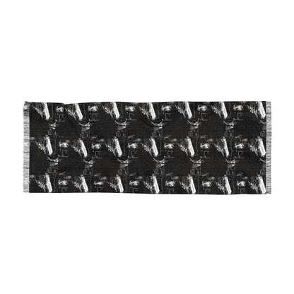 Light Scarf — Black & White Abstract Patterned Scarf