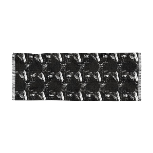 Light Scarf — Black & White Abstract Patterned Scarf