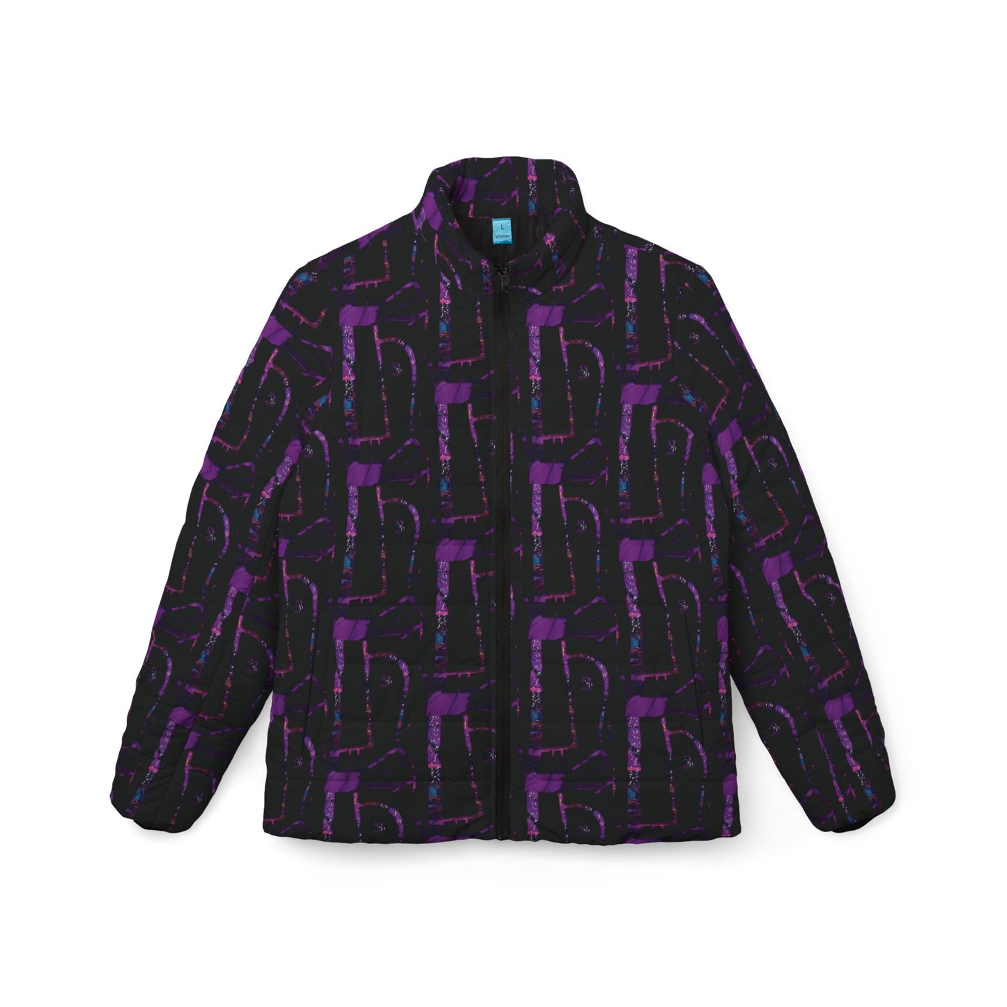 Womens Puffer Jacket - Abstract Print, Stylish Outerwear, Cozy Winter Fashion, Perfect for Casual Outings, Trendy Travel Wear