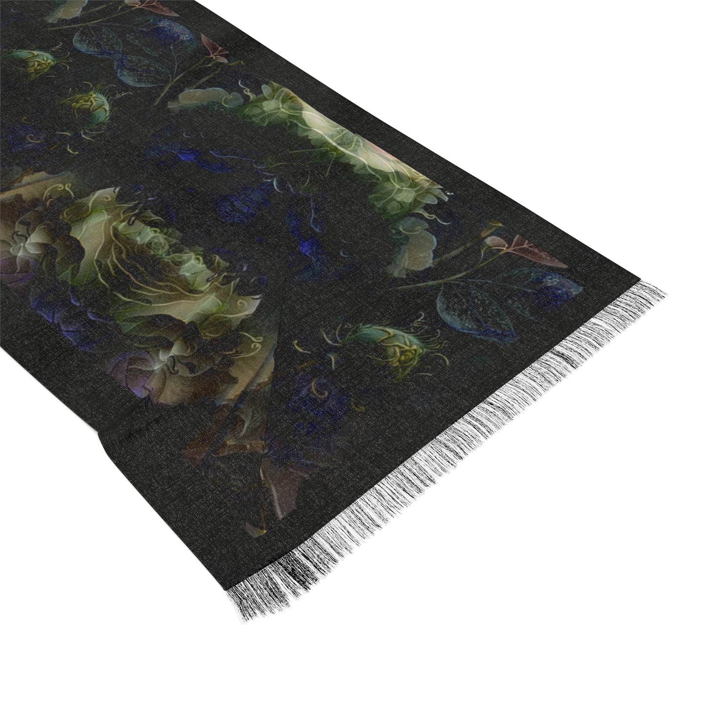 Dark Floral Lightweight Scarf — Subtle Abstract Garden Print