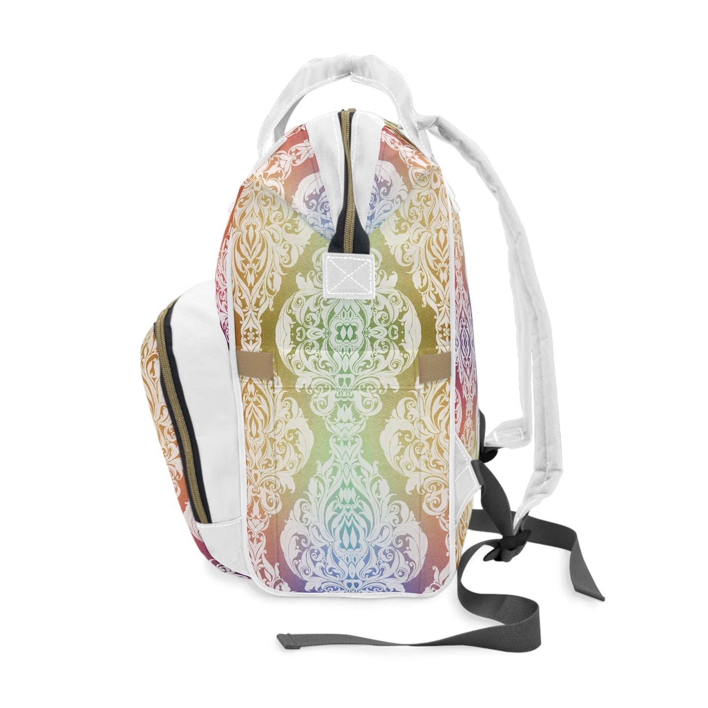 Rainbow Damask Diaper Backpack — Multifunctional Baby Changing Bag