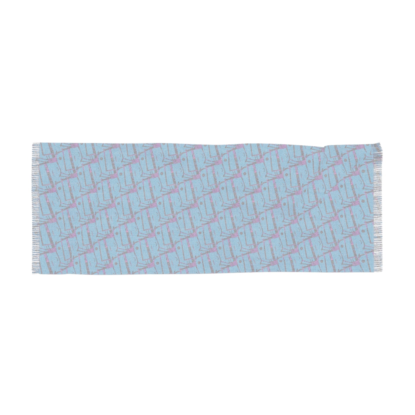 Light Scarf — Blue Geometric Patterned Lightweight Fashion Scarf