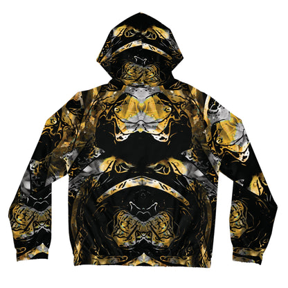 Abstract Gold & Black All-Over-Print Zip Hoodie