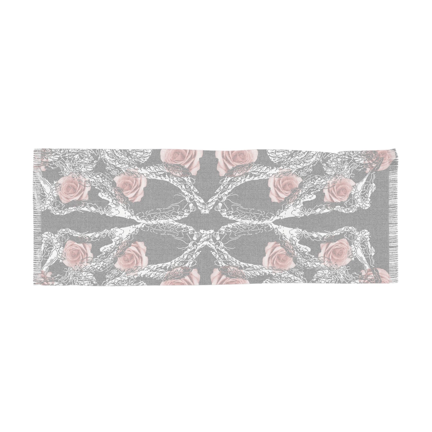Rose & Snake Pattern Lightweight Scarf — Black Floral Gothic Wrap