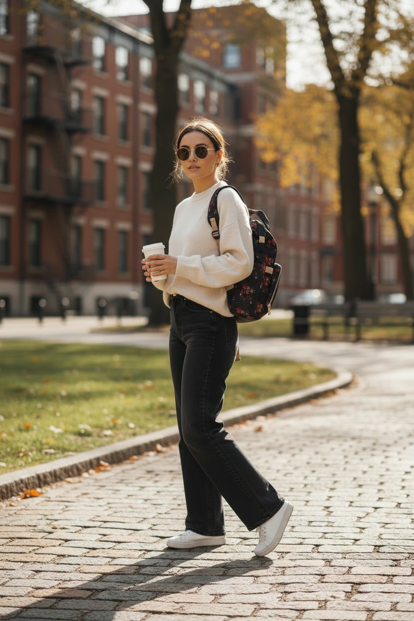 Floral Black Multifunctional Diaper Backpack — Large Travel Nappy Bag with Changing Mat