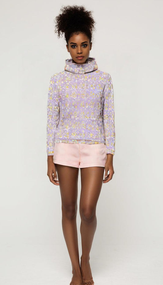Lavender Cotton Abstract Hoodie