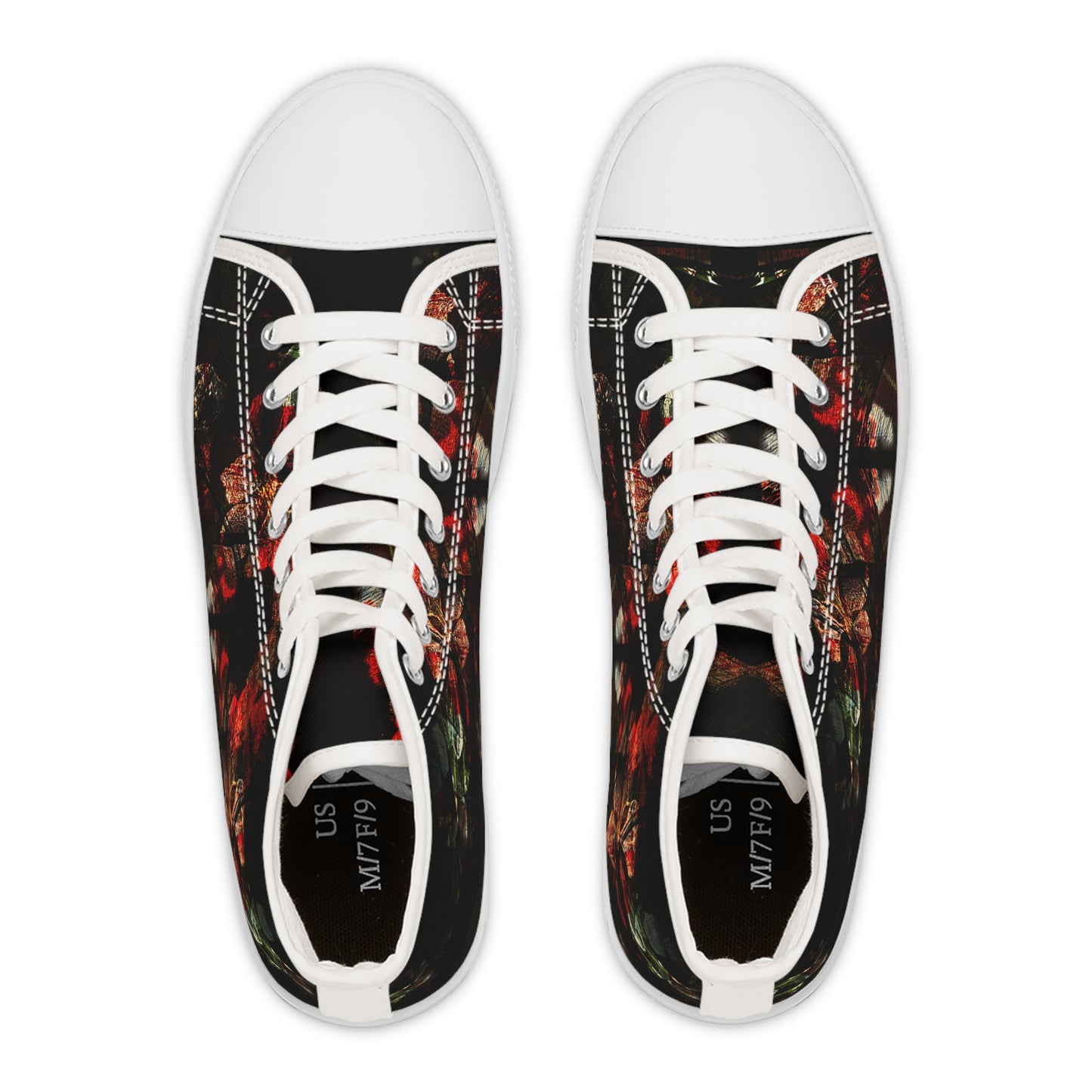 Women's High Top Sneakers — Dark Floral Grunge Print
