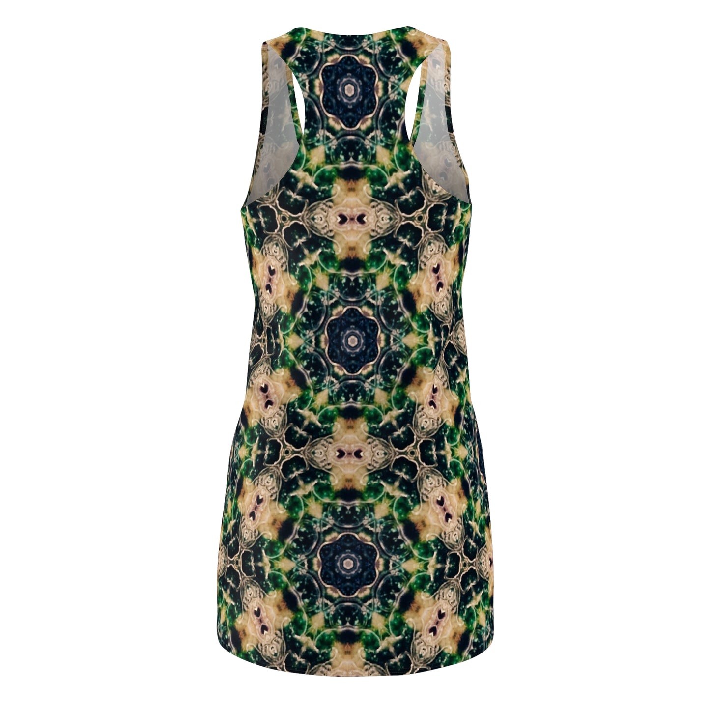 Kaleidoscope Floral Racerback Dress — Green Boho Patterned AOP