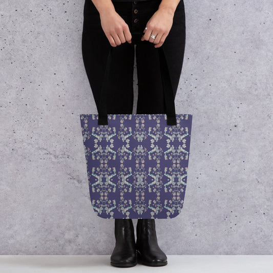 Violet Floral Tote Bag: Everyday Reusable Shopping Bag