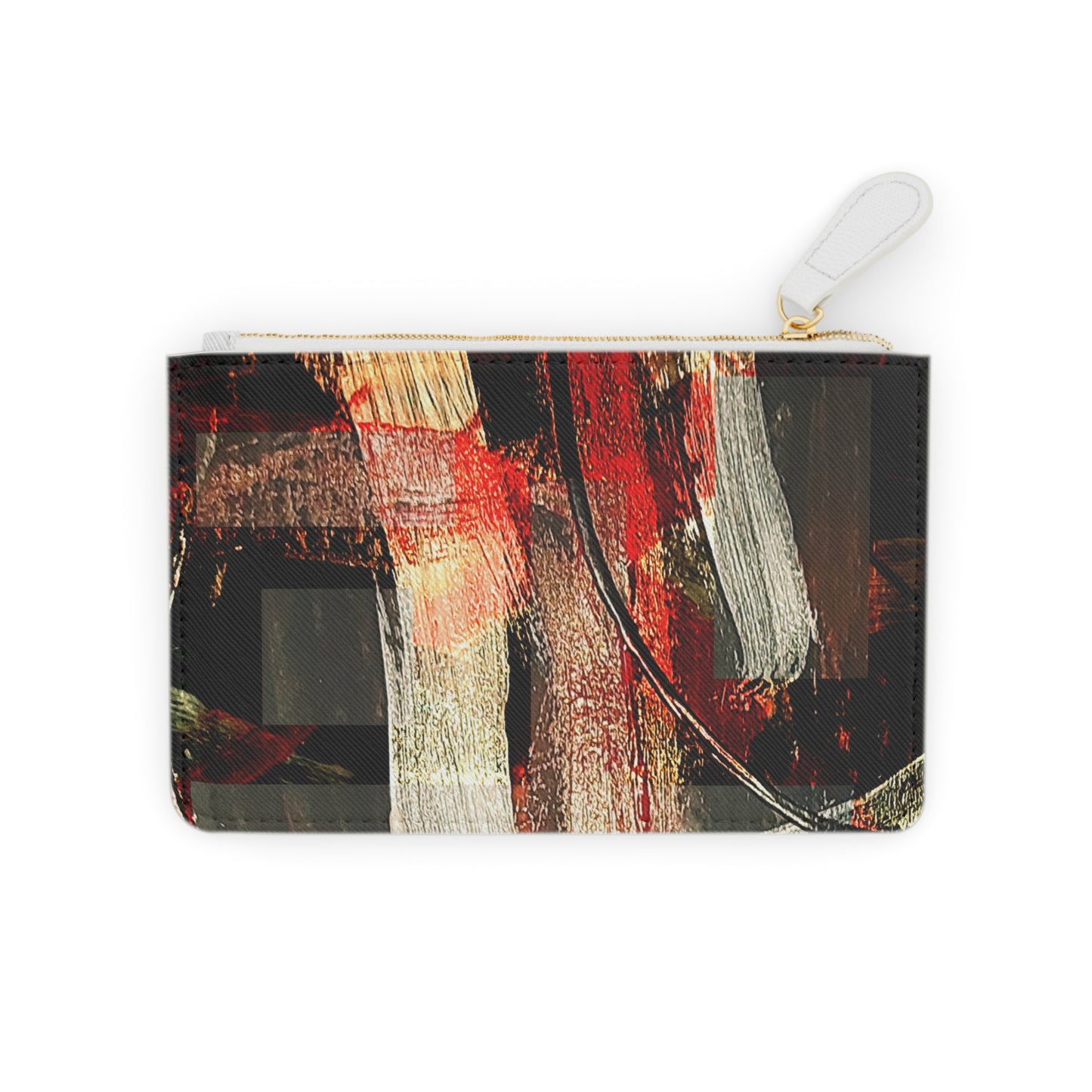 Abstract Red & Black Mini Clutch Bag – Artistic Brushstroke Wristlet Purse