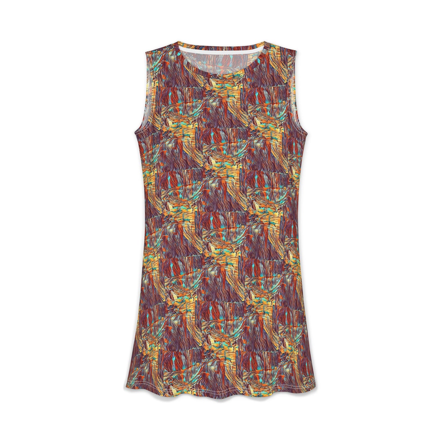 Abstract Autumn Floral Dress — Women’s Casual AOP Swing Dress