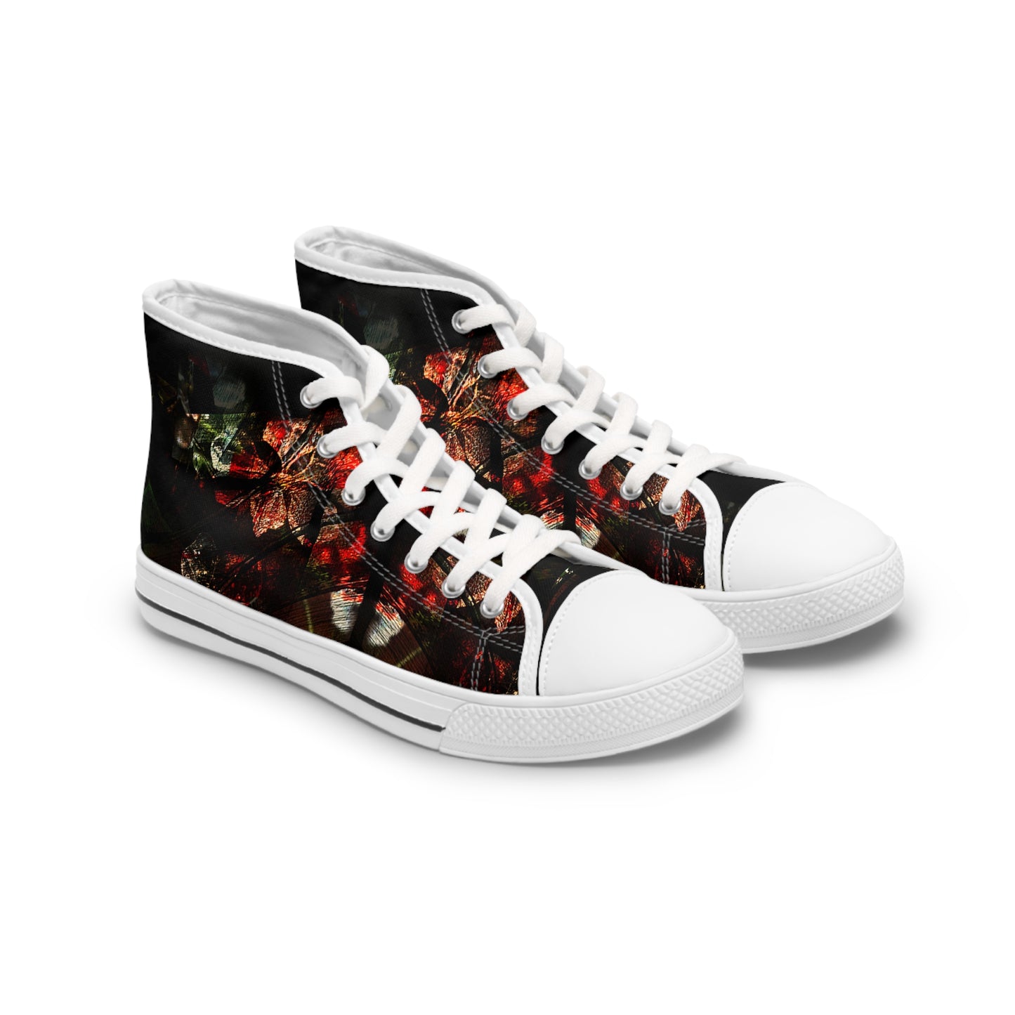 Women's High Top Sneakers — Dark Floral Grunge Print
