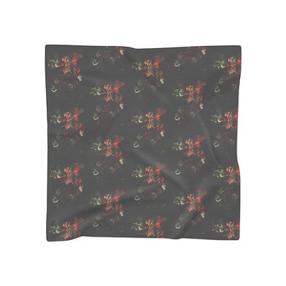 Floral Moonlight Scarf — Dark Botanical Print Poly Scarf