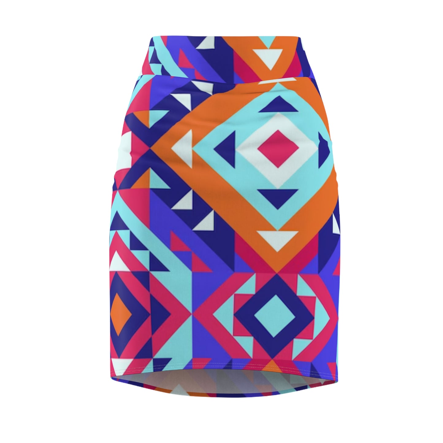 Aztec Geo Print Pencil Skirt — Bold Tribal Pattern Women's Skirt