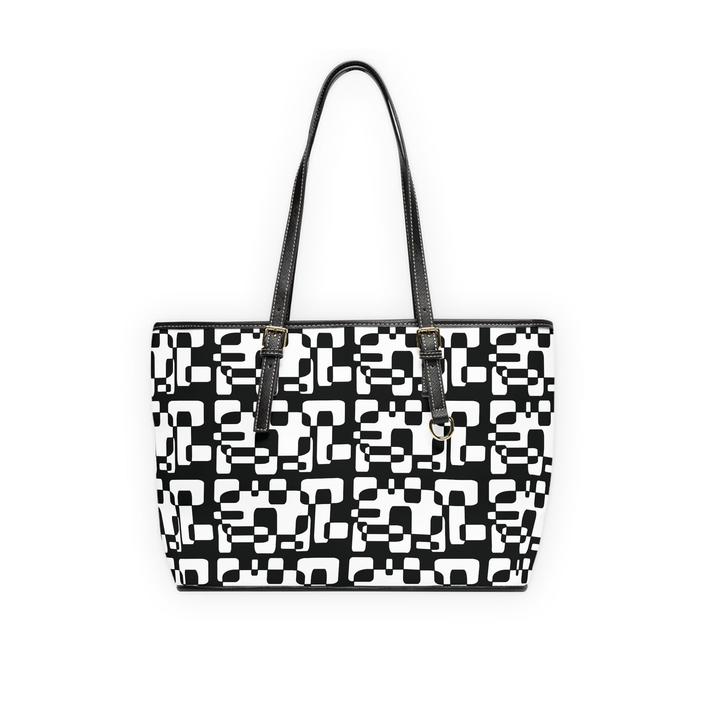 Geometric Black & White PU Shoulder Bag