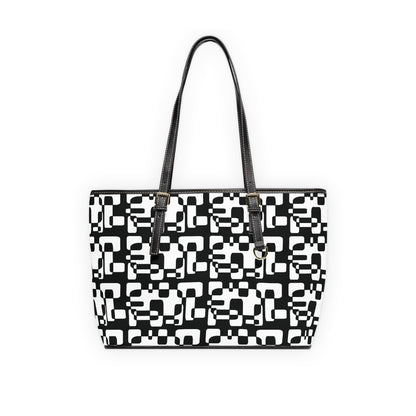 Geometric Black & White PU Shoulder Bag