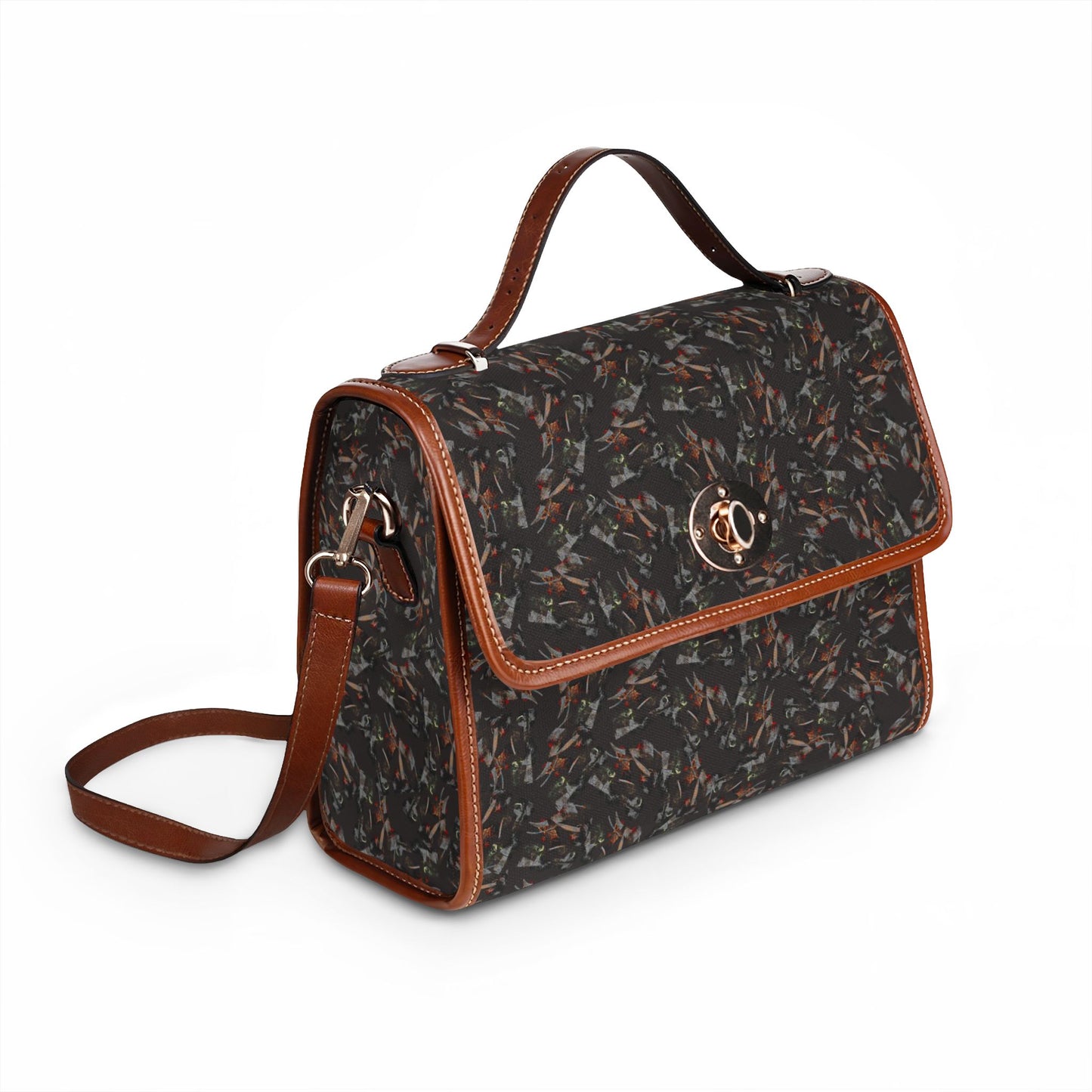 Waterproof Canvas Bag — Dark Abstract Pattern Satchel for Everyday Commute
