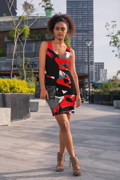 Abstract Bodycon Mini Dress: Stylish Patterned Party Wear