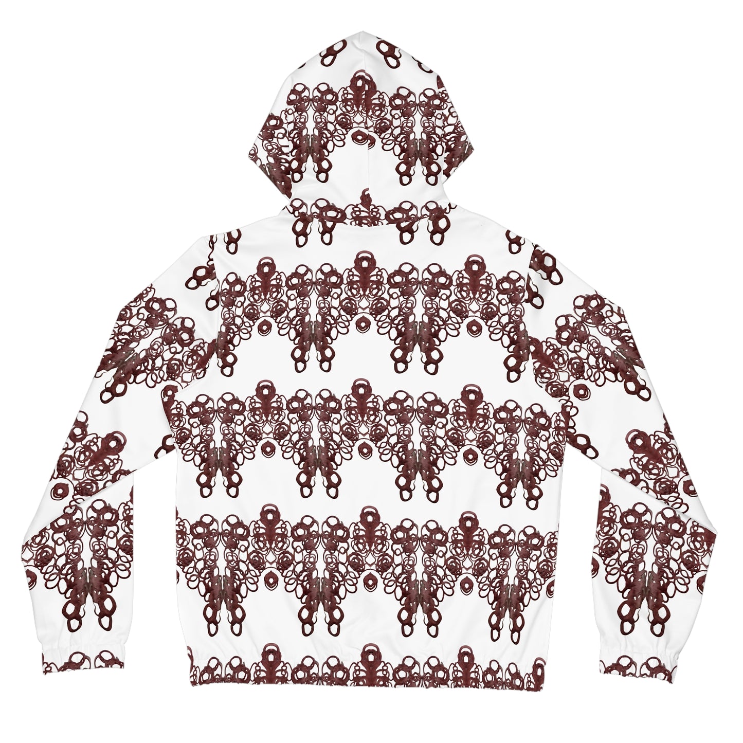 Women’s Zip Hoodie — Burgundy Lace Pattern All-Over Print