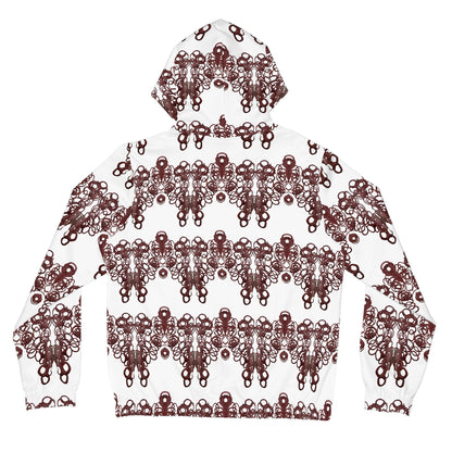 Women’s Zip Hoodie — Burgundy Lace Pattern All-Over Print