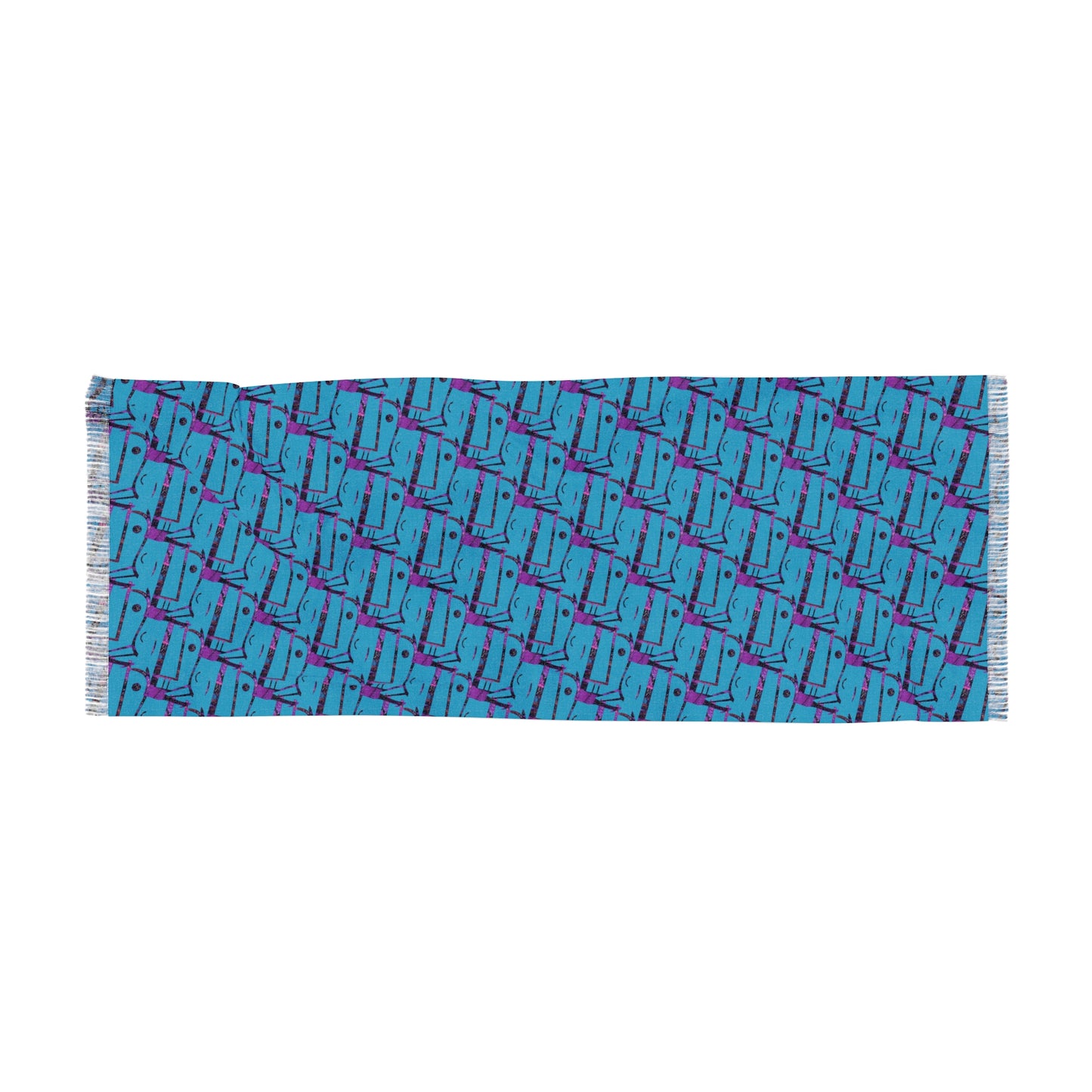 Light Scarf — Blue Geometric Patterned Lightweight Fashion Scarf