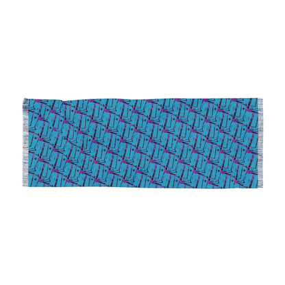 Light Scarf — Blue Geometric Patterned Lightweight Fashion Scarf