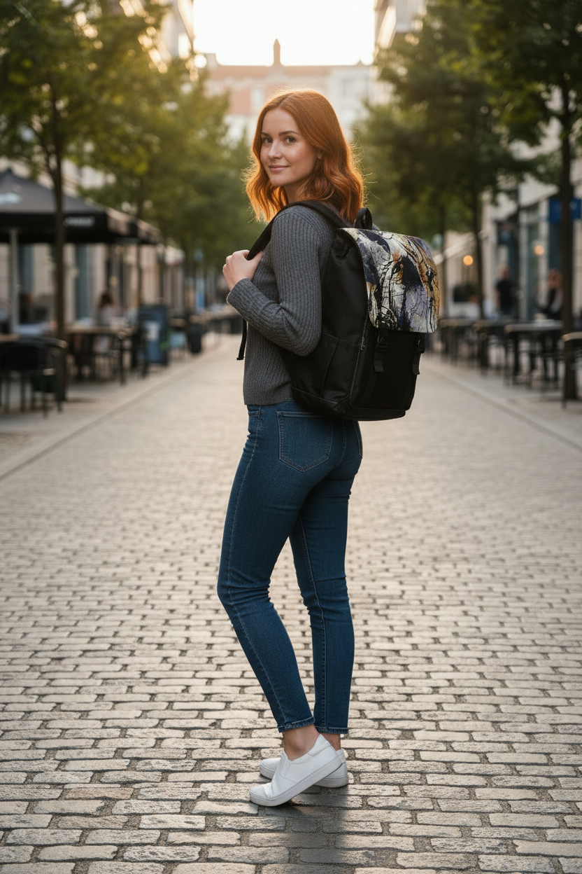 Abstract Skull Art Backpack — Canvas Casual Shoulder Backpack