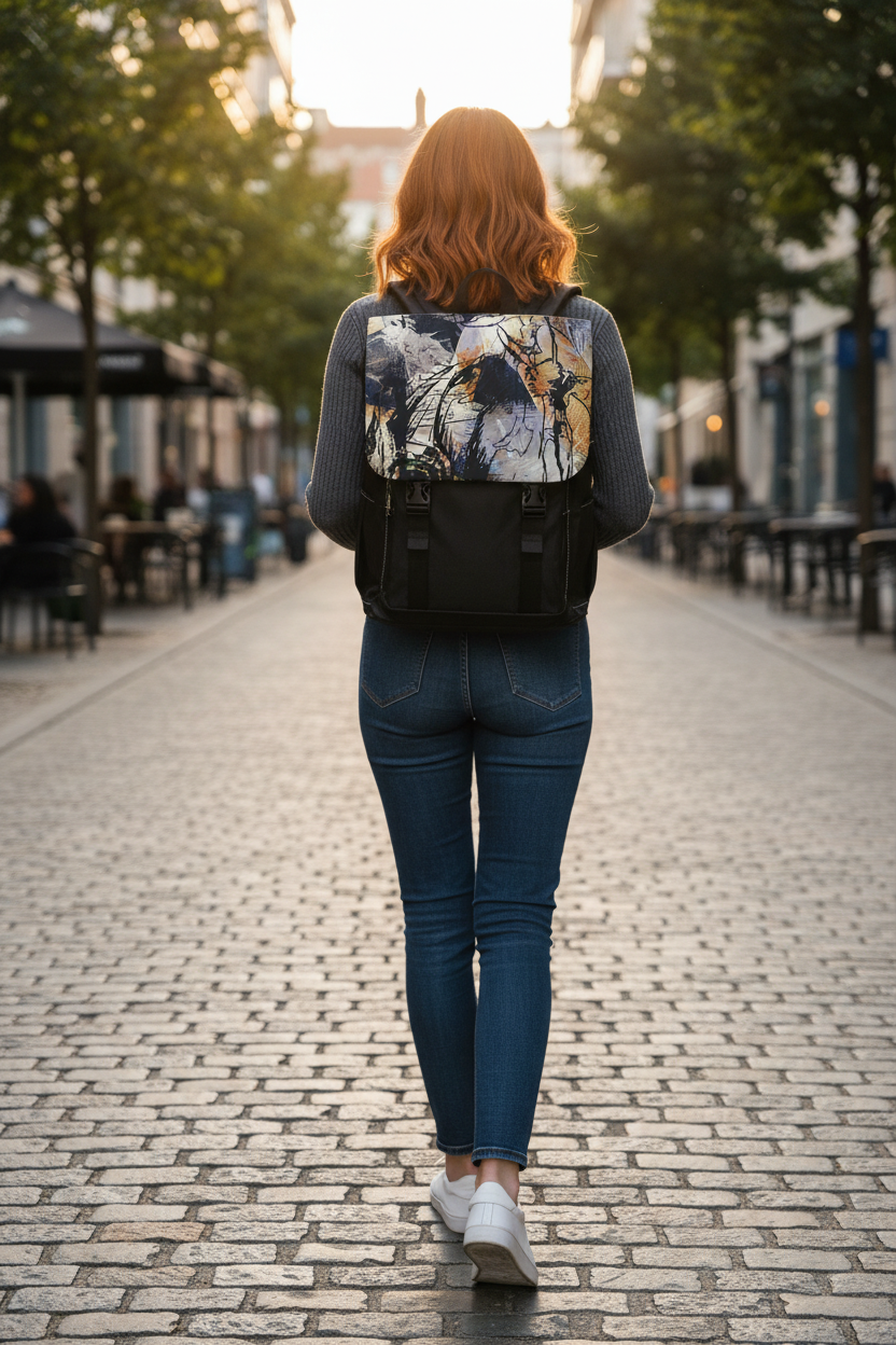 Abstract Skull Art Backpack — Canvas Casual Shoulder Backpack