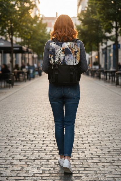 Abstract Skull Art Backpack — Canvas Casual Shoulder Backpack