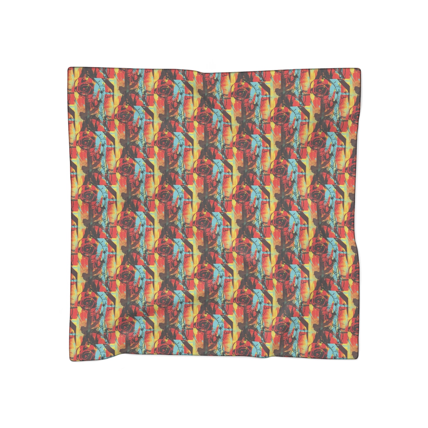 Abstract Floral Poly Scarf — Colorful Boho Patterned Lightweight Fashion Scarf