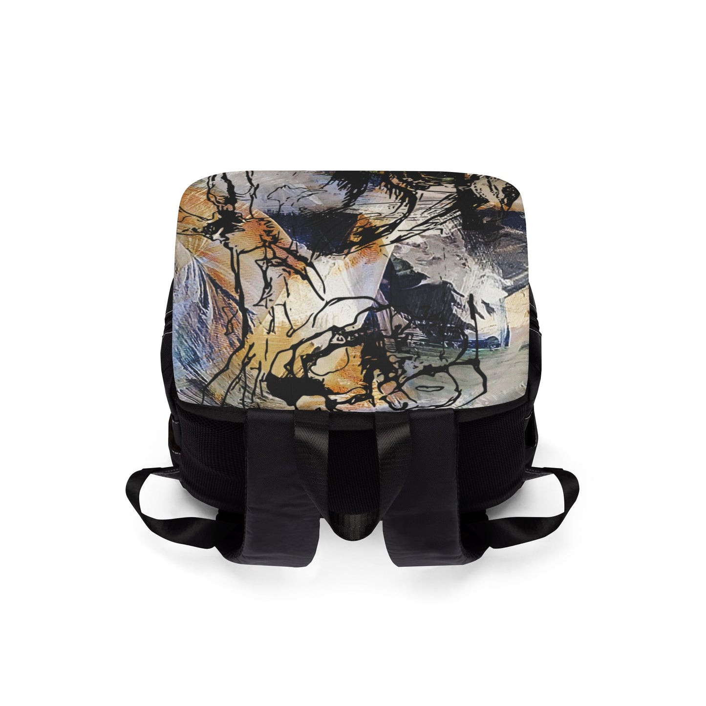 Abstract Skull Art Backpack — Canvas Casual Shoulder Backpack