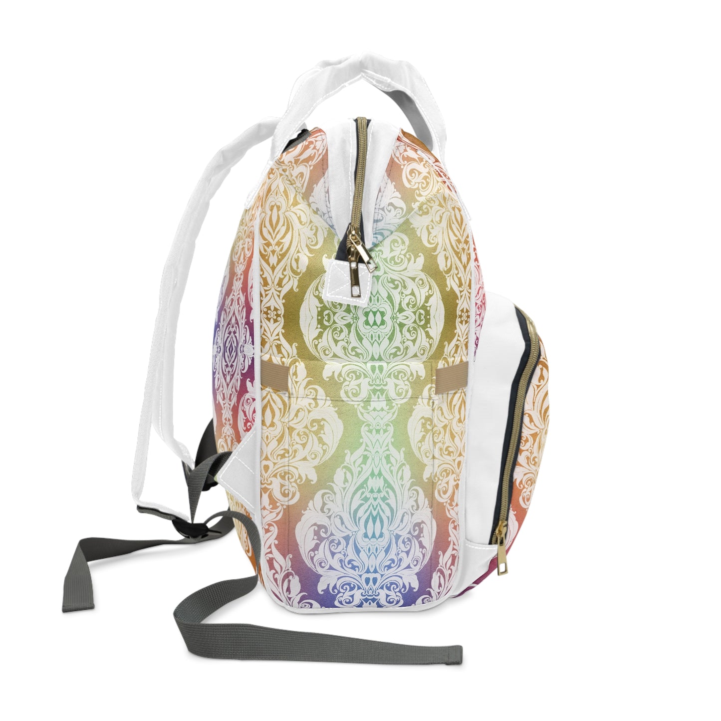 Rainbow Damask Diaper Backpack — Multifunctional Baby Changing Bag