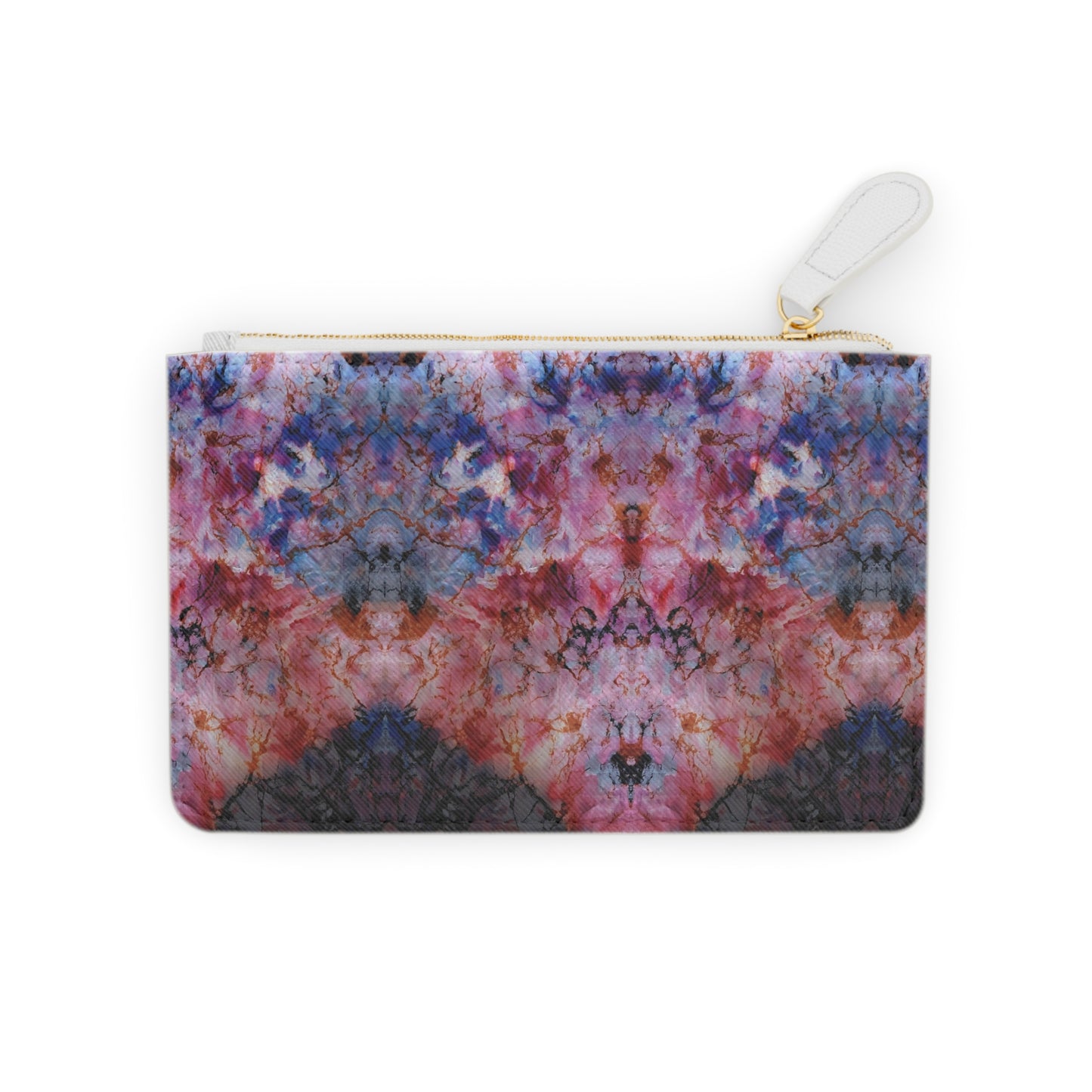 Abstract Watercolor Mini Clutch Bag — Pink & Blue Tie-Dye Wristlet