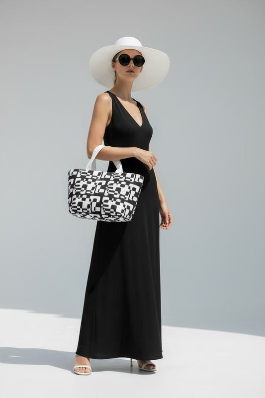 Stylish Geometric Bag for Work, Picnic, or School - Fabric Tote, Durable Insulated Bags, Modern Fashion Accessories